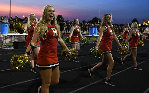 Cheerleaders during a football game 