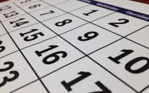 View of monthly calendar with dates.
