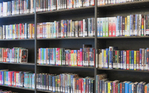 image of books on library shelf