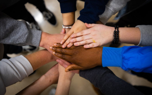 Hands all in a circle.