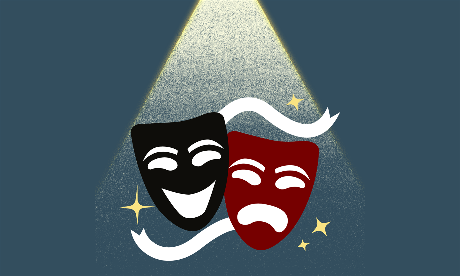 Theater masks in a spotlight