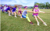  students playing tug of war