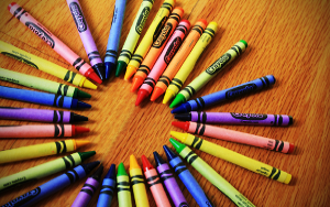  Crayola Crayons in the shape of a heart.