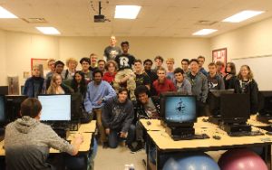 Computer Science seniors with Coach Mueller