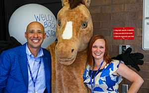  principal, mustang mascot, and vice principal