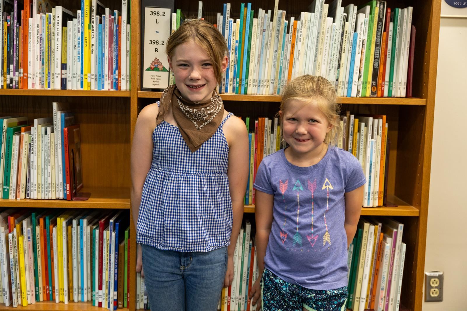 two girls in the library