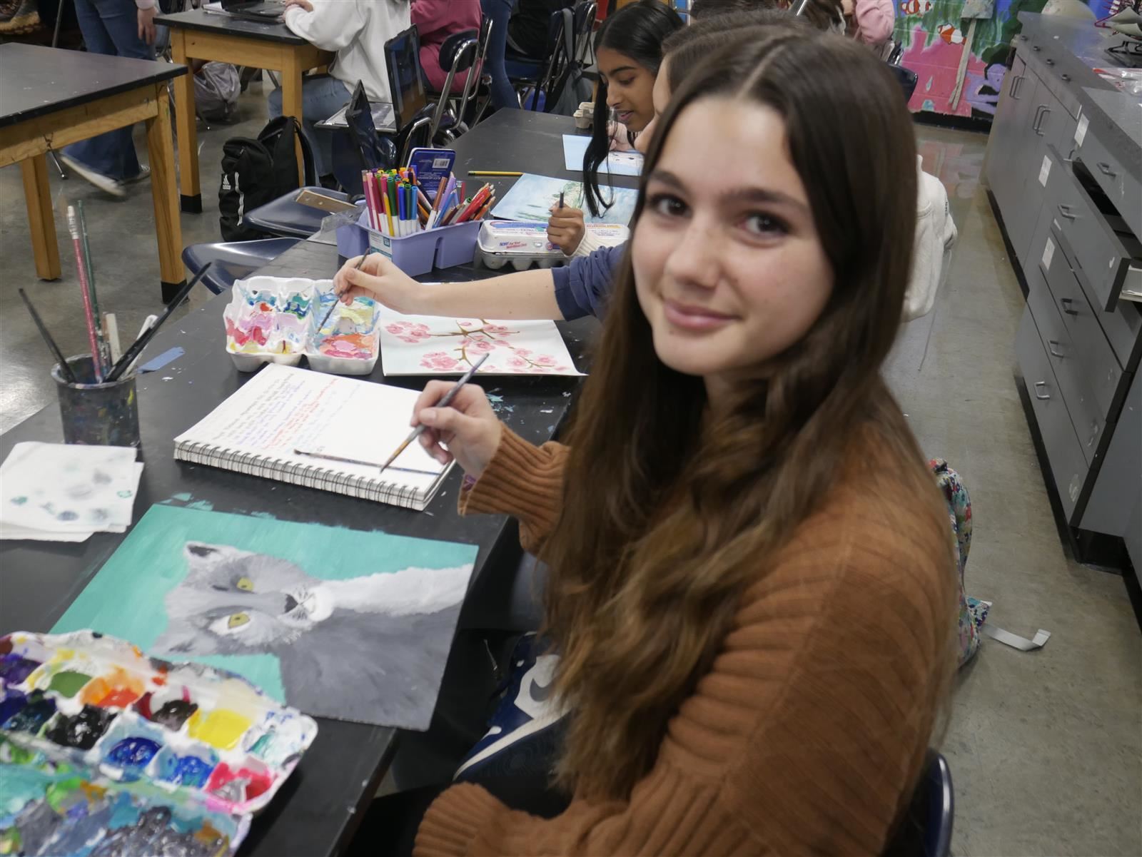  Student painting cougar