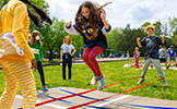 girl jumping outside