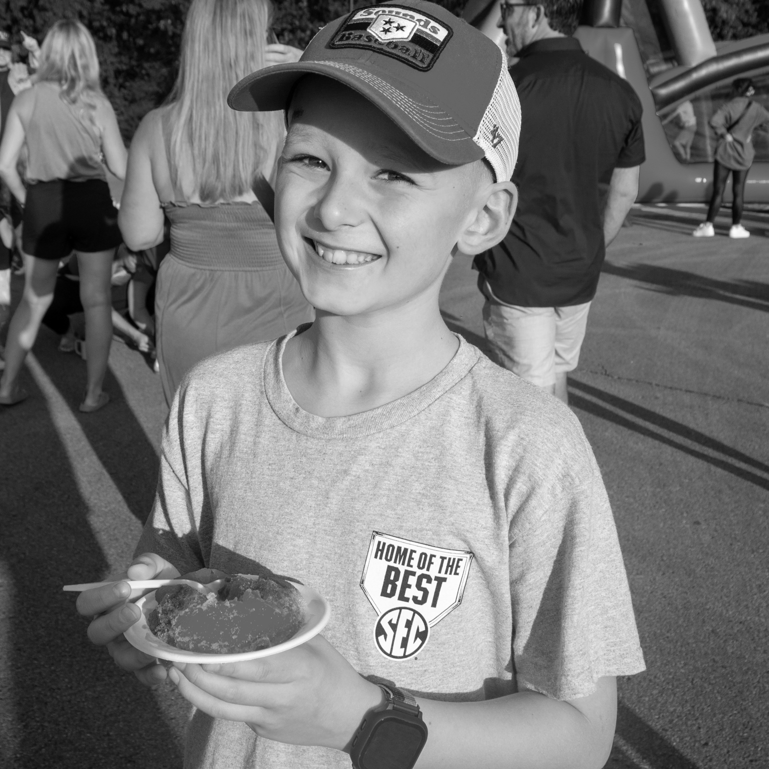 boy eating a snow cone