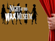  Hand shown pulling back theater curtain to display title, Night at the Wax Museum