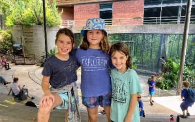 Three students on a field trip to the zoo