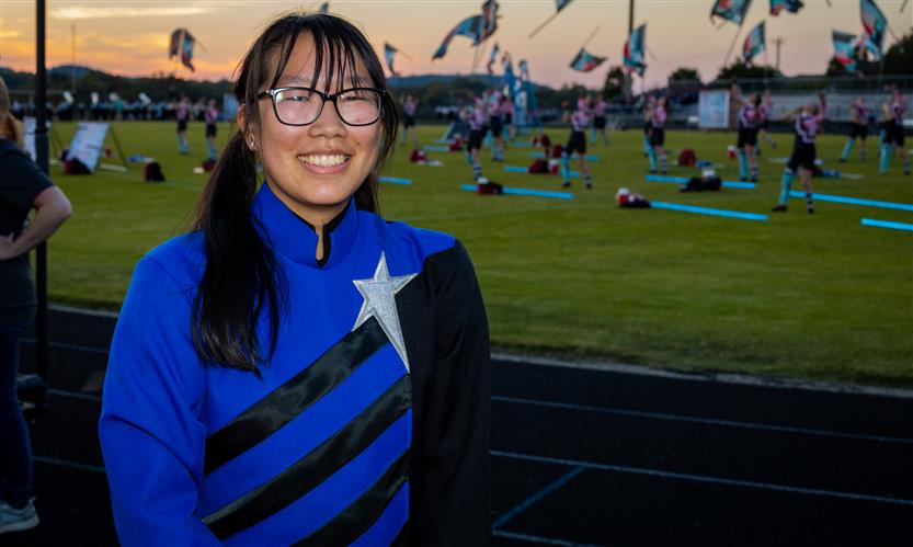 Bands perform on football field