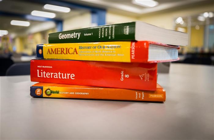 Stack of textbooks