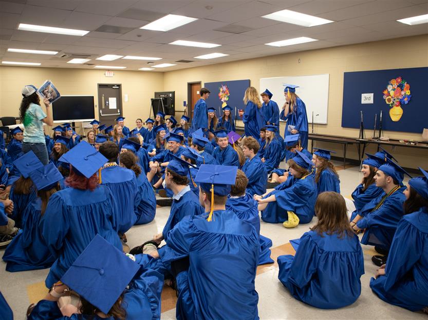 Students participate in a senior walk